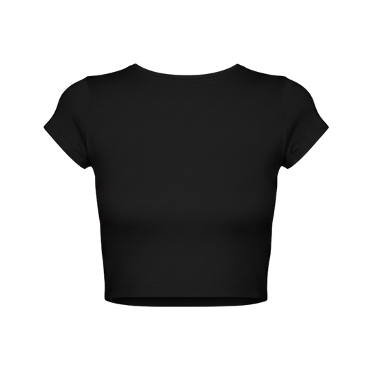 BLACK BEADED EMBROIDERY BABY TEE