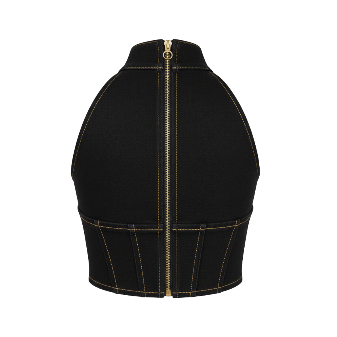 BLACK CHAIN DENIM TOP