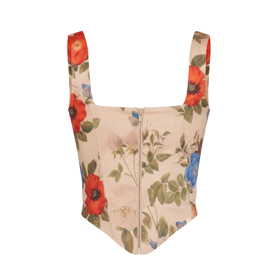 MULTI FLORAL PRINT CORSET TOP
