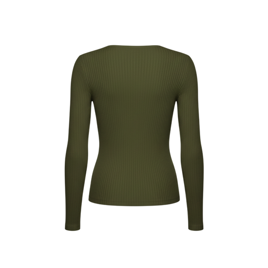 GREEN V NECK TOP