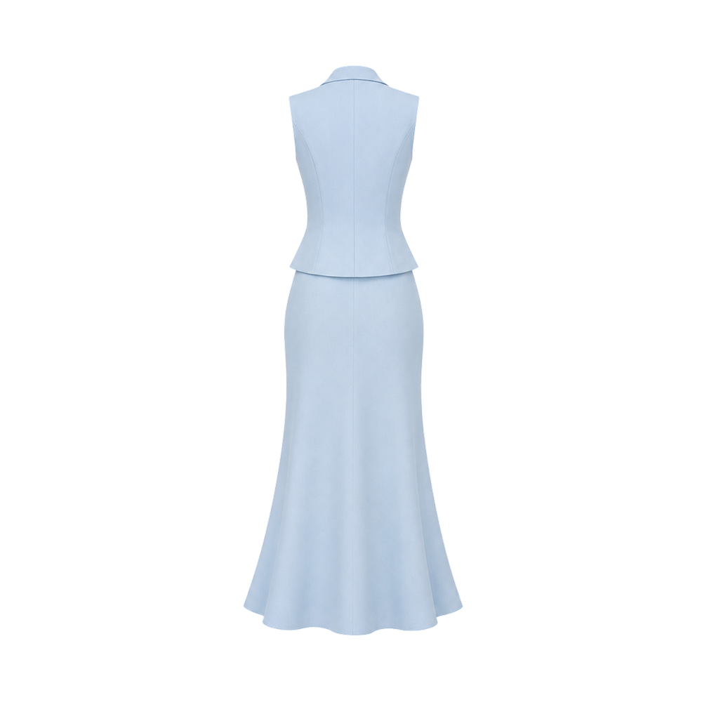 Valeria Collared Flared Co Ord Set - Glacier
