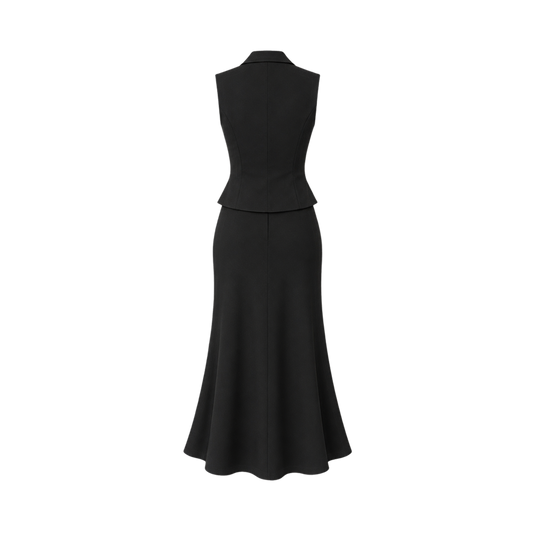 Valeria Collared Flared Co Ord Set - Obsidian