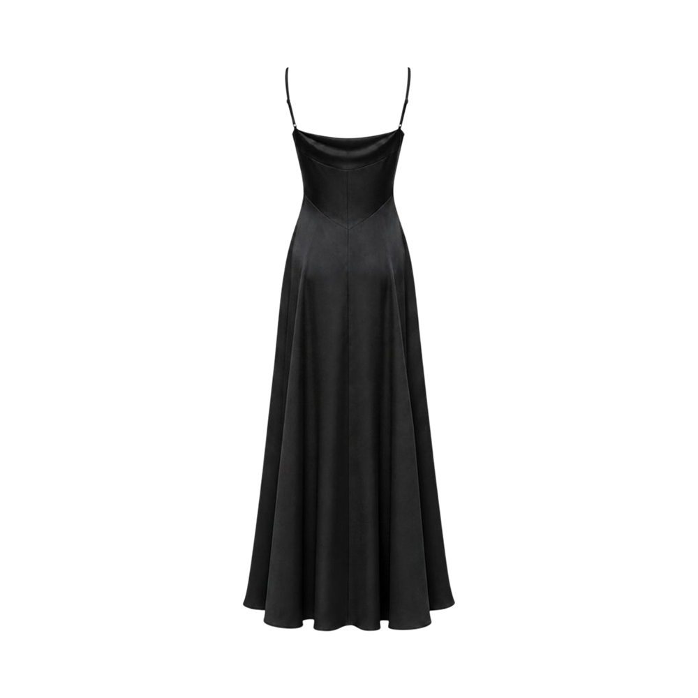 Valeria Cowl Satin Maxi Dress - Black