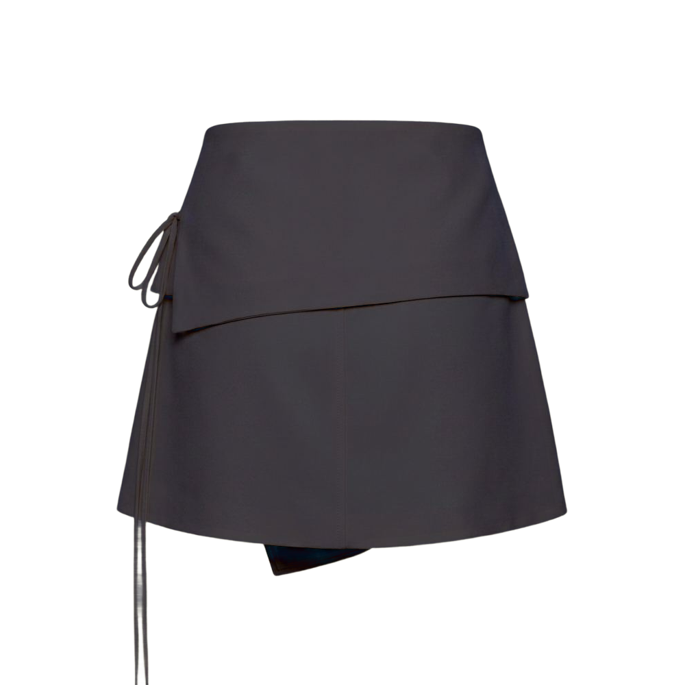 Valeria Foldover Wrap Mini Skirt - Grey