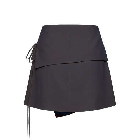 Valeria Foldover Wrap Mini Skirt - Grey