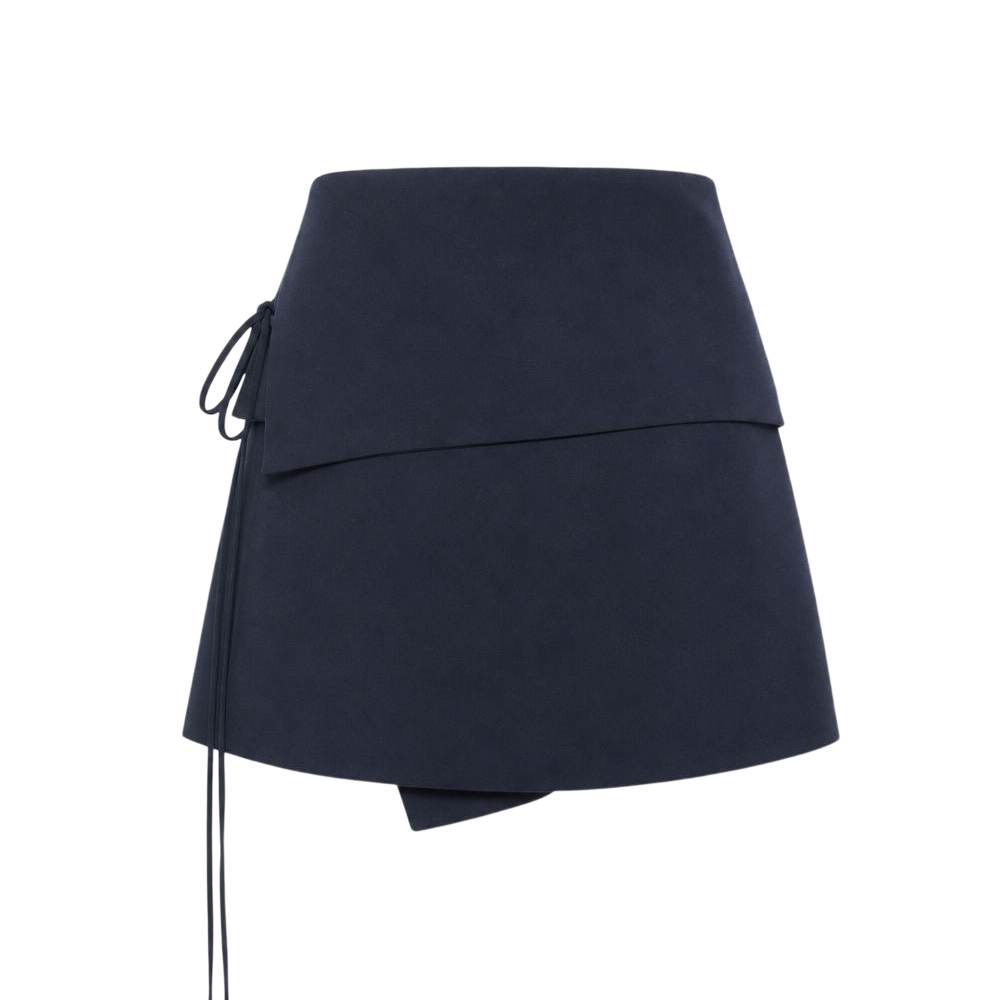 Valeria Foldover Wrap Mini Skirt - Navy