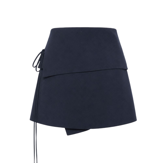 Valeria Foldover Wrap Mini Skirt - Navy