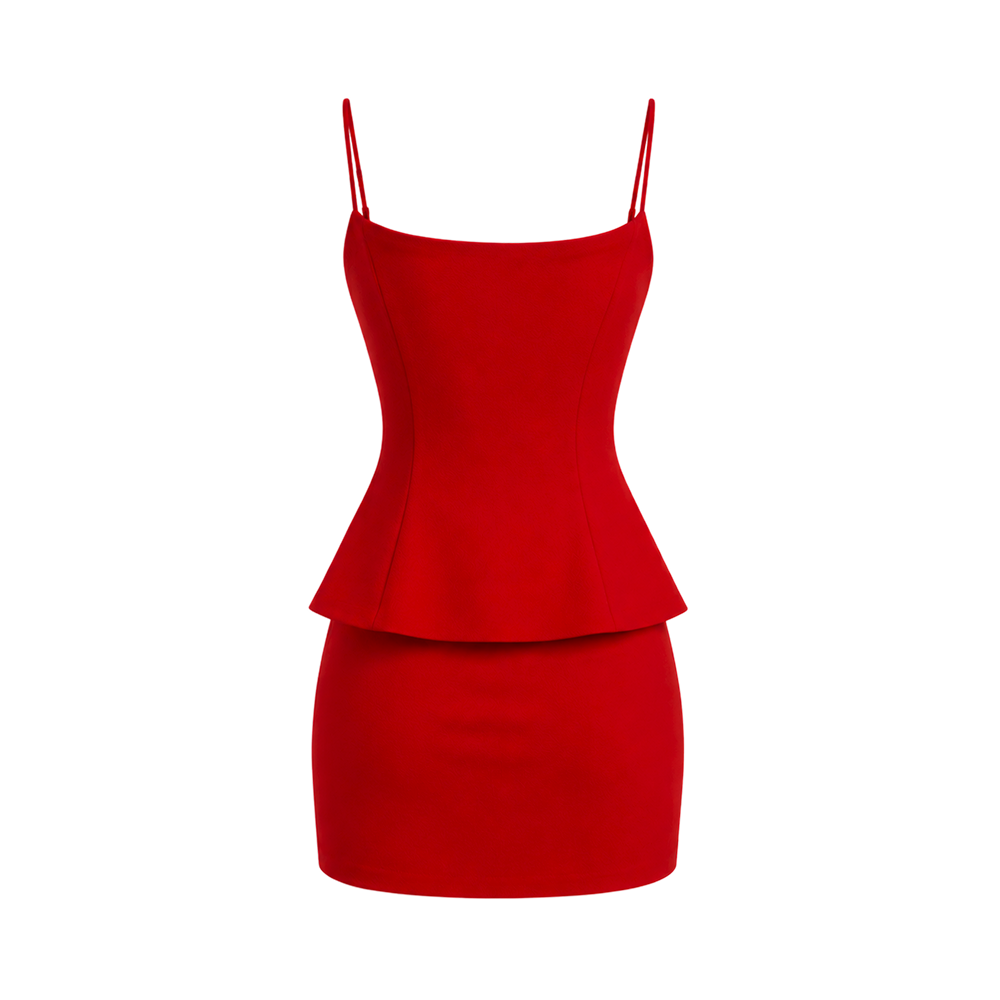 Valeria Sculpted Peplum Set - Rouge Crimson