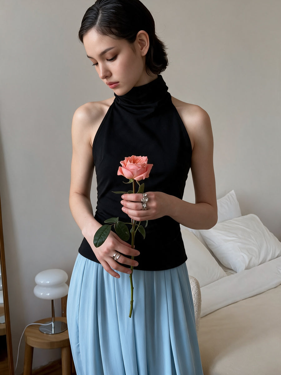 BLACK HIGH NECK TOP