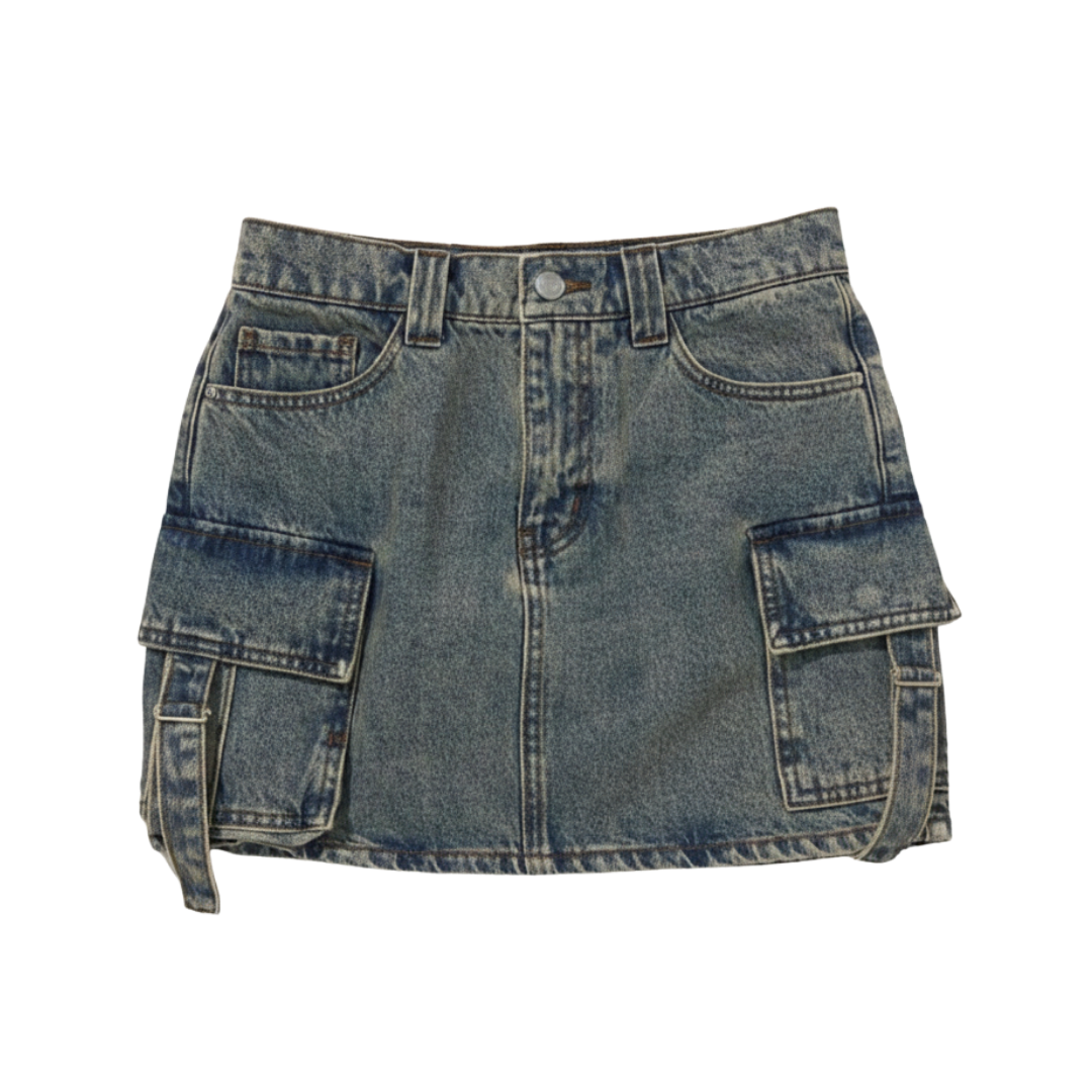 DENIM CARGO MINI  SKIRT