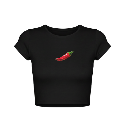 BLACK BEADED EMBROIDERY BABY TEE