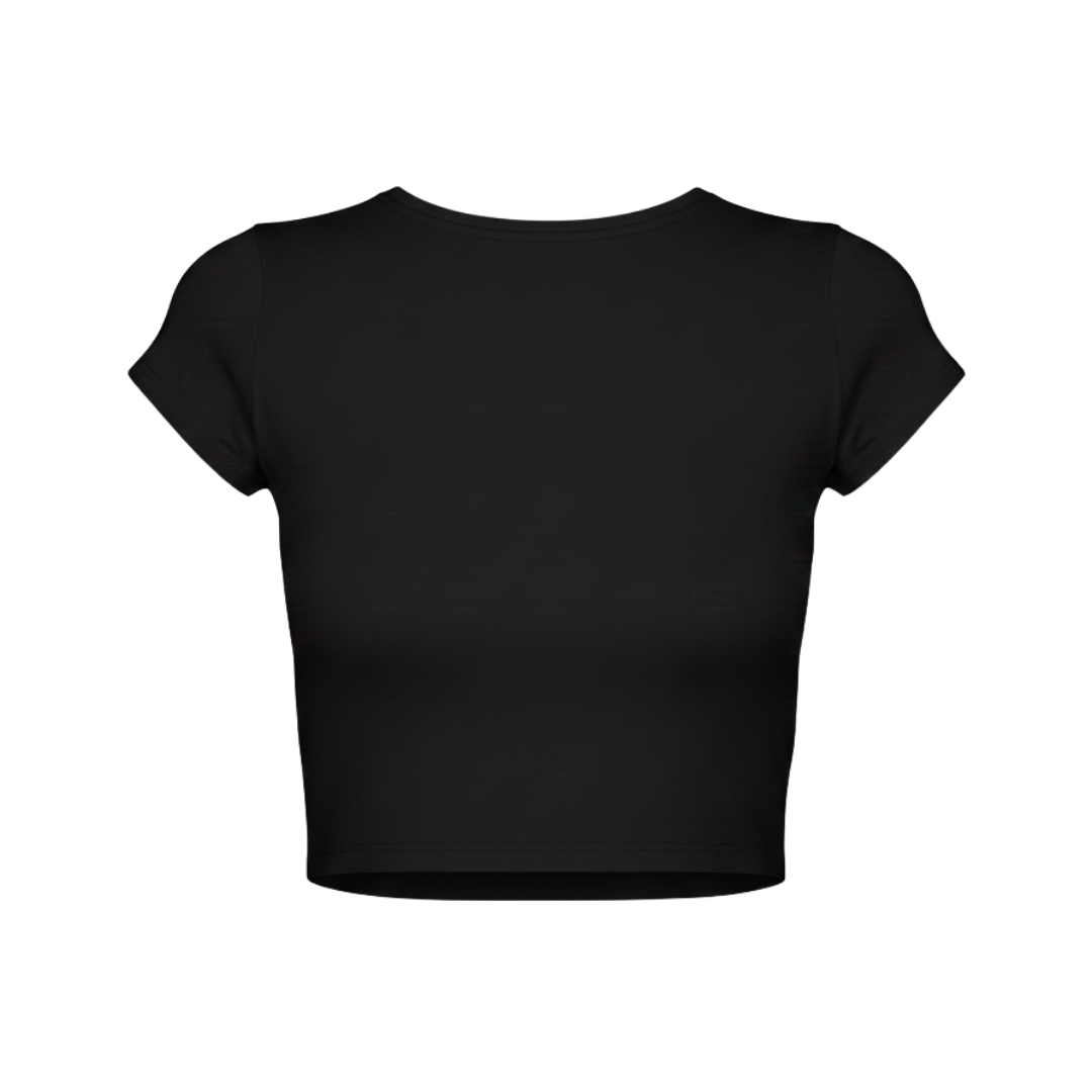 BLACK BEADED EMBROIDERY BABY TEE