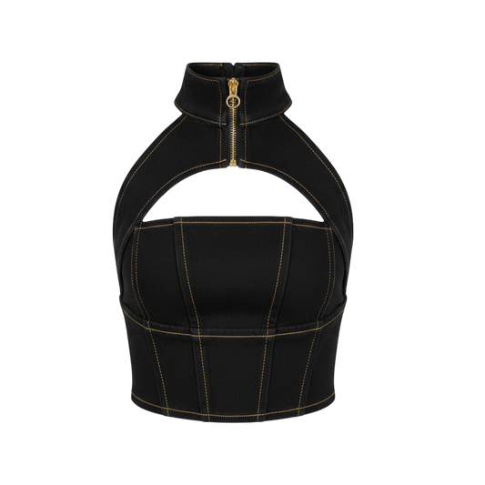 BLACK CHAIN DENIM TOP