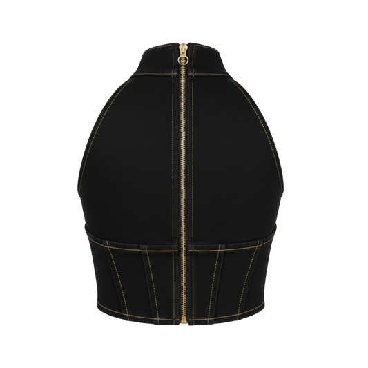 BLACK CHAIN DENIM TOP