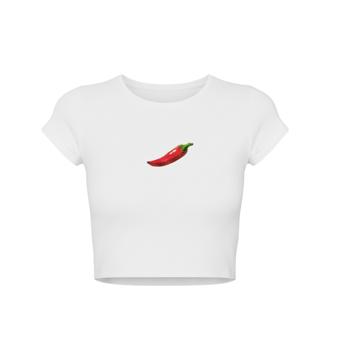 WHITE BEADED EMBROIDERY BABY TEE