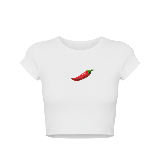 WHITE BEADED EMBROIDERY BABY TEE