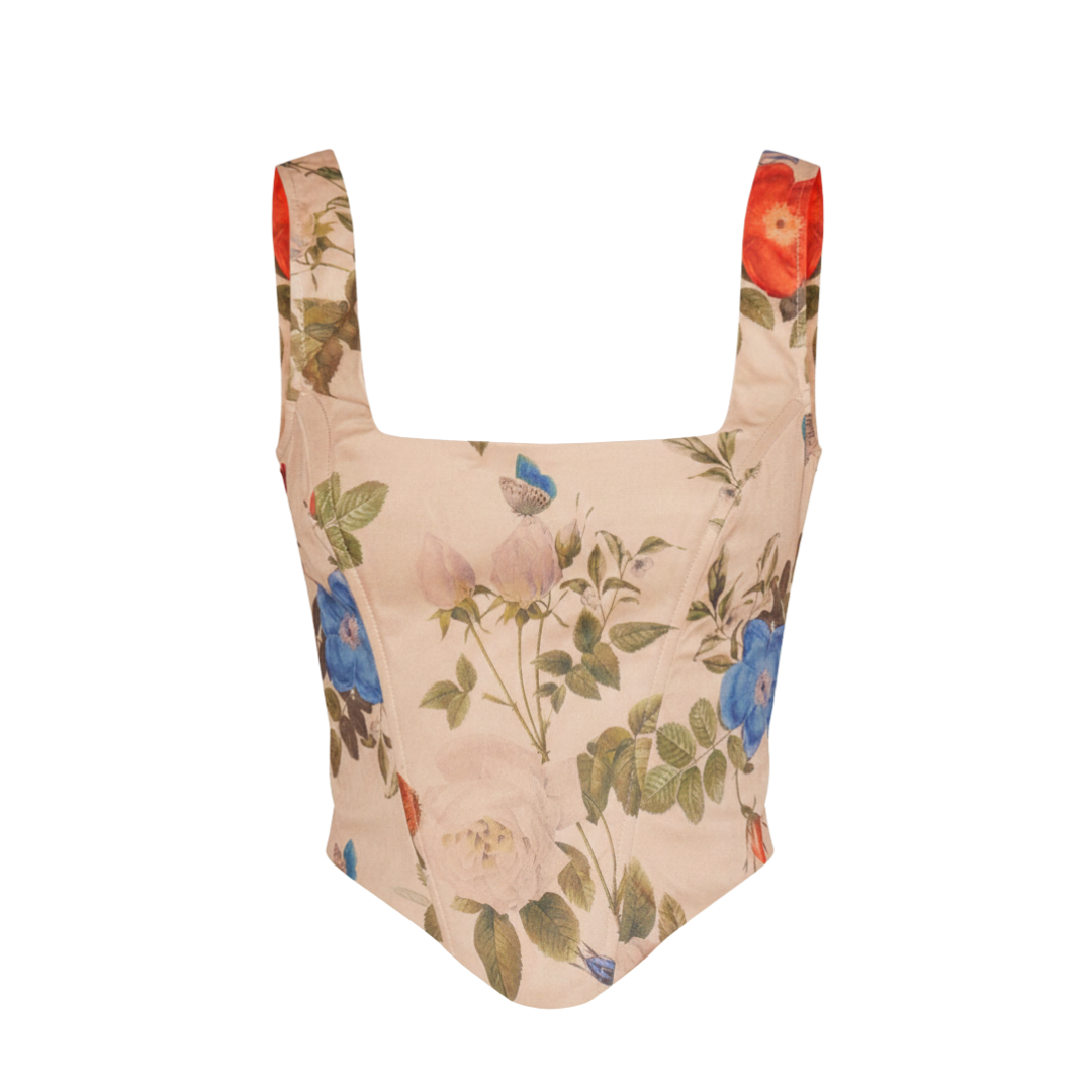 MULTI FLORAL PRINT CORSET TOP