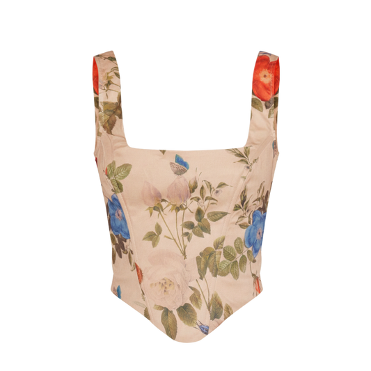 MULTI FLORAL PRINT CORSET TOP