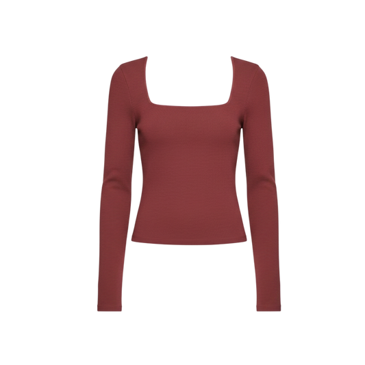 RED SQUARE NECK TOP