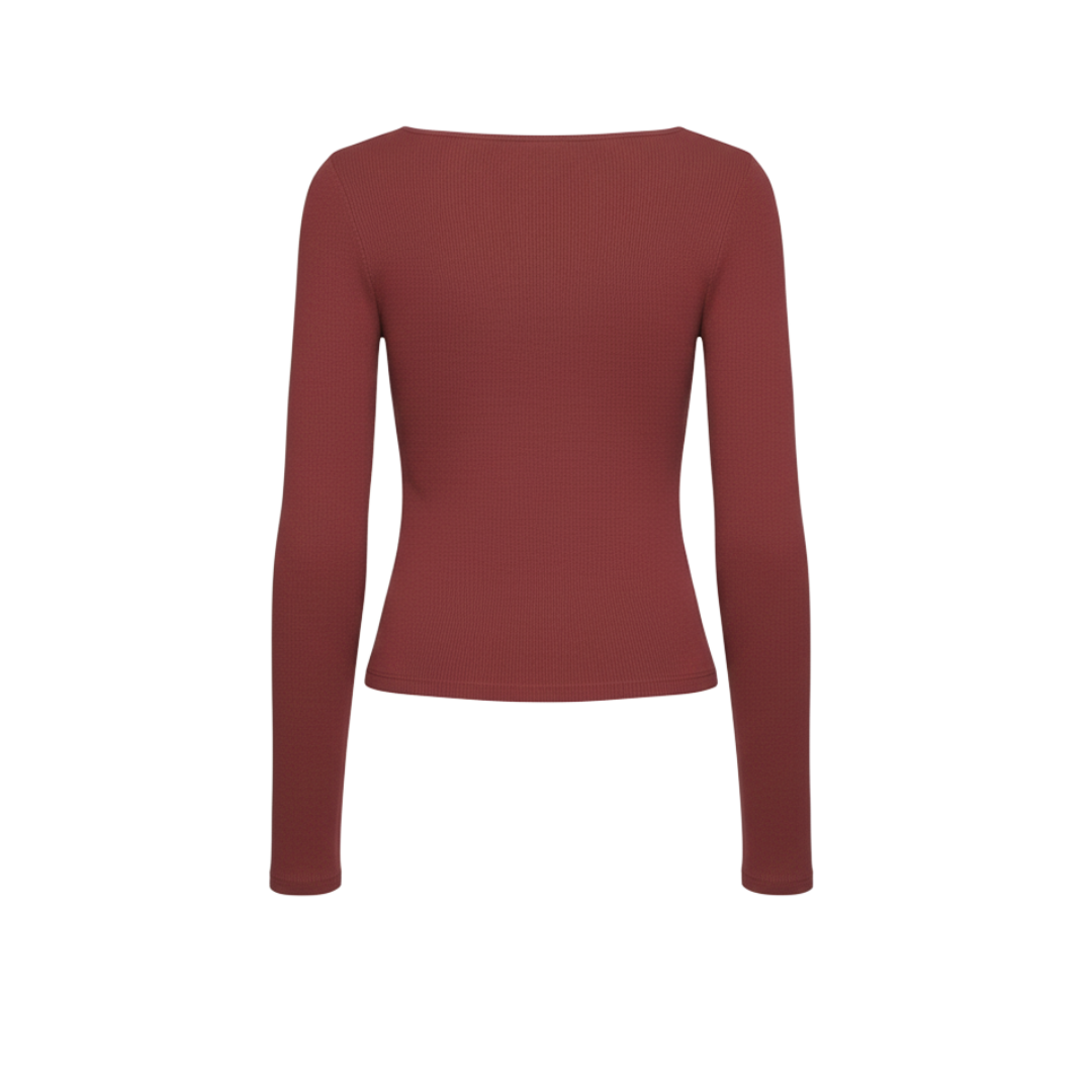 RED SQUARE NECK TOP