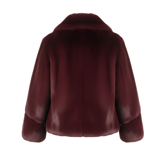 BURGUNDY FAUX FUR COAT