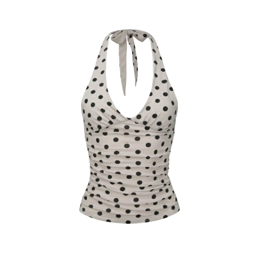 POLKA DOT HALTER NECK TOP
