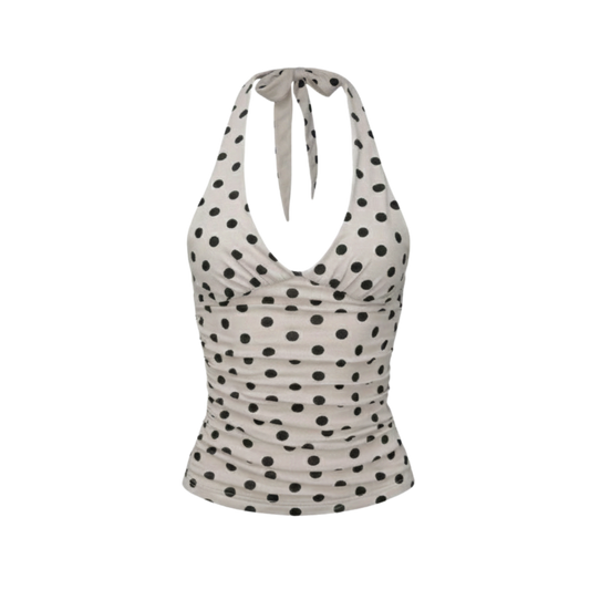 POLKA DOT HALTER NECK TOP