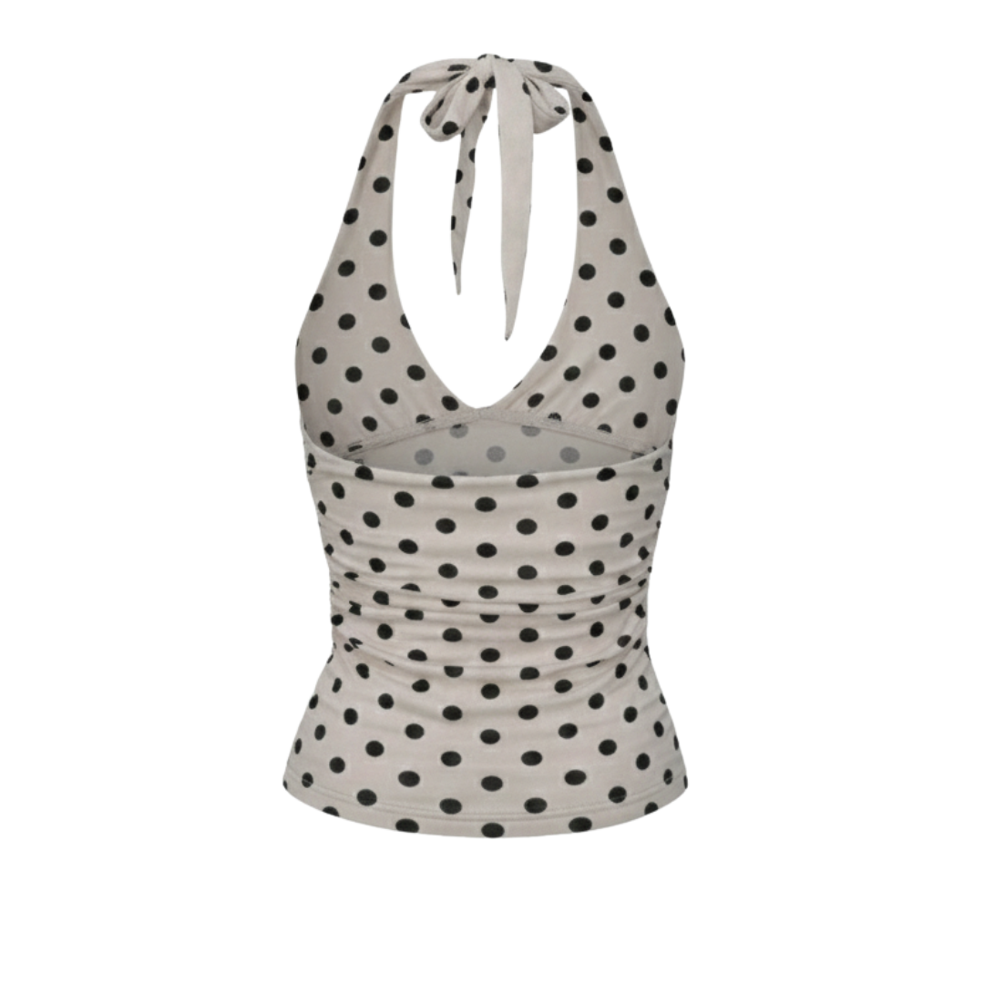 POLKA DOT HALTER NECK TOP