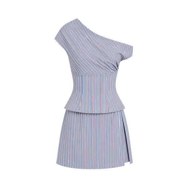 Valeria Asymmetric Stripe Co-Ord Set - Blue