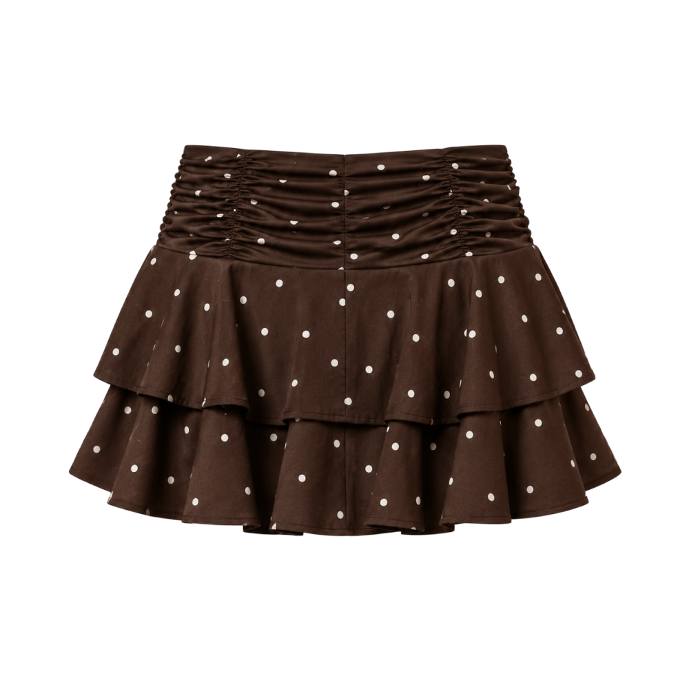 Valeria Cascading Ruffle Mini Skirt - Espresso