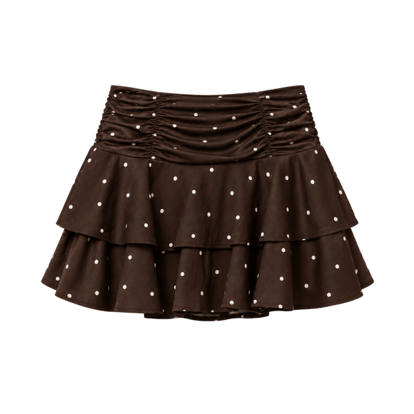 Valeria Cascading Ruffle Mini Skirt - Espresso