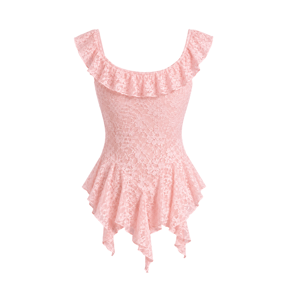 Valeria Cascading Ruffle Top - Blush