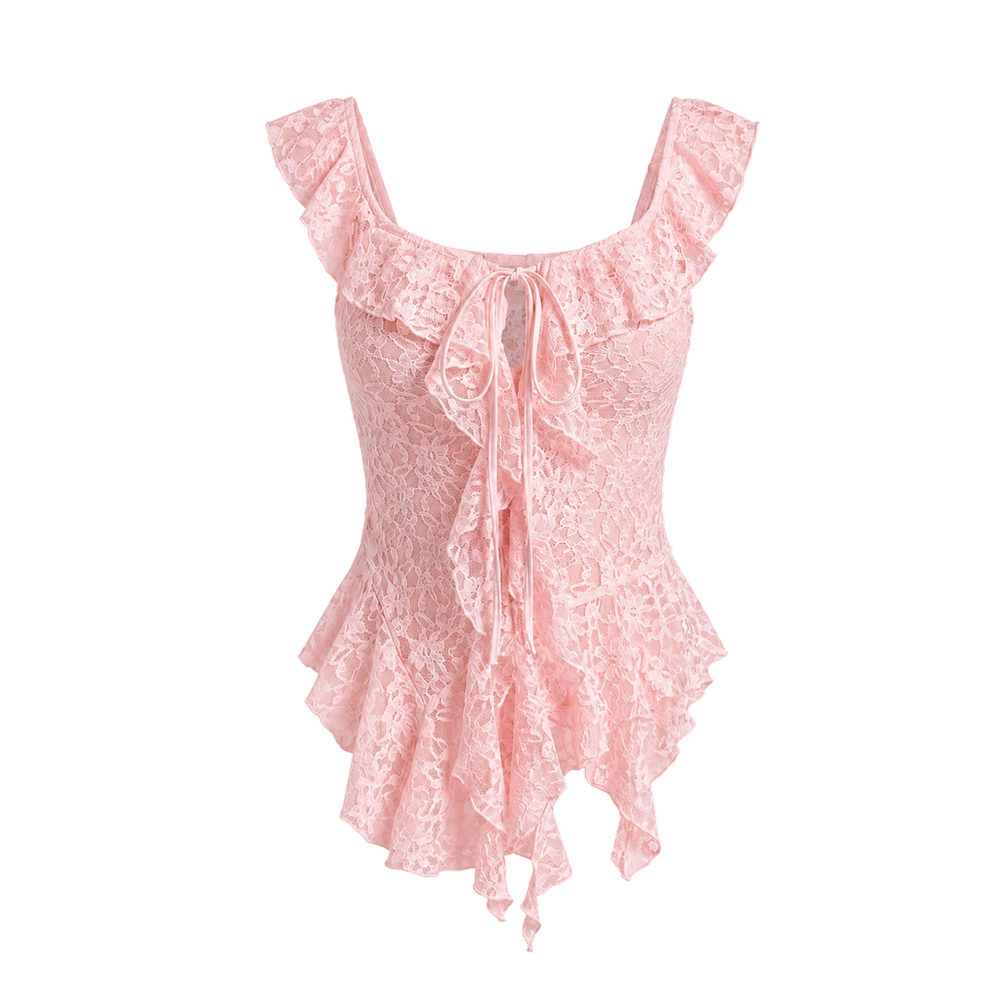 Valeria Cascading Ruffle Top - Blush