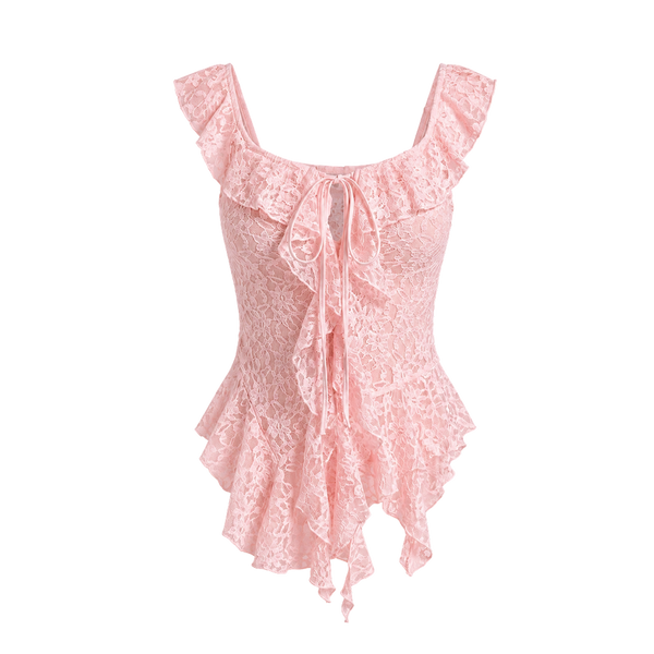 Valeria Cascading Ruffle Top - Blush