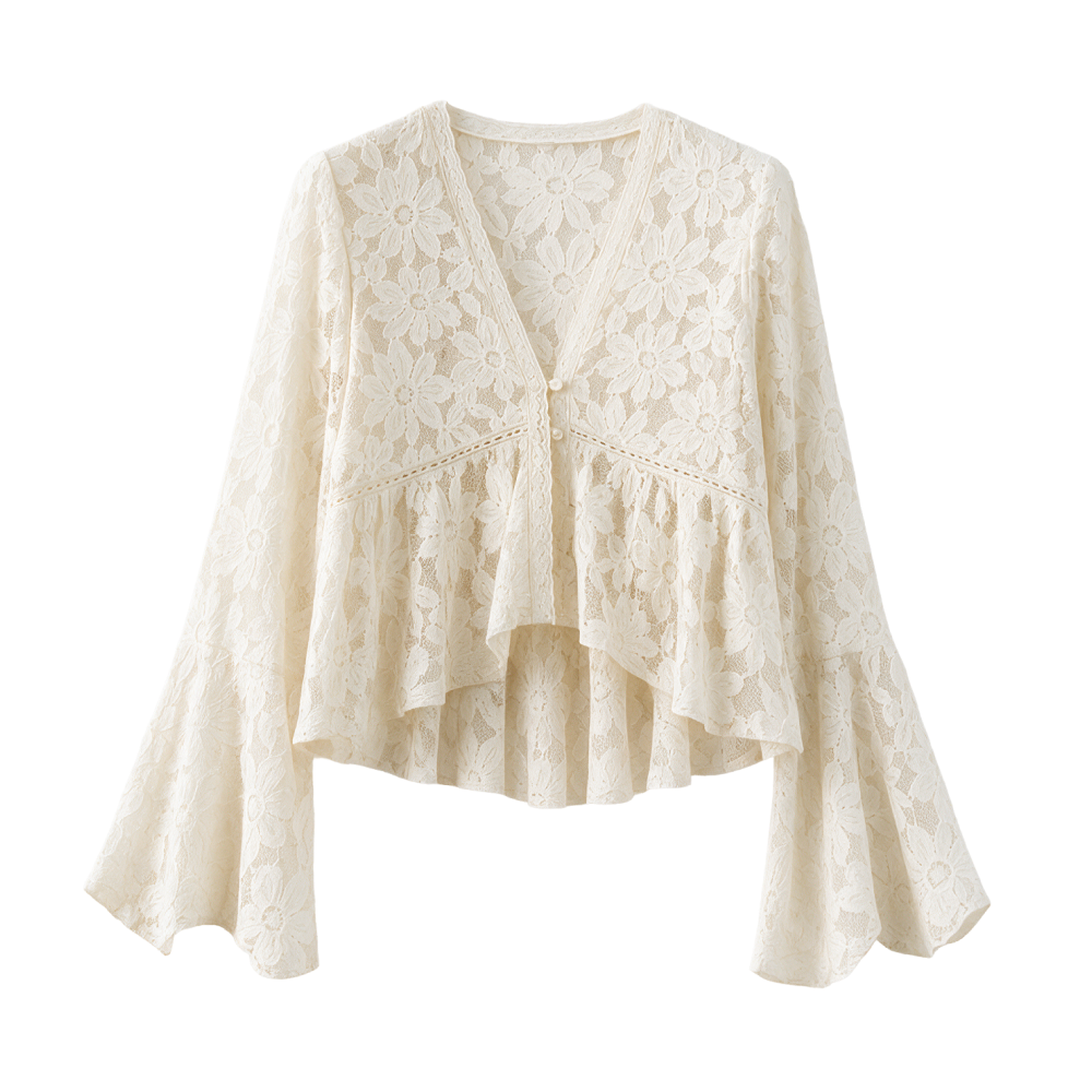 Valeria Chantilly Lace Blouse - Ivory