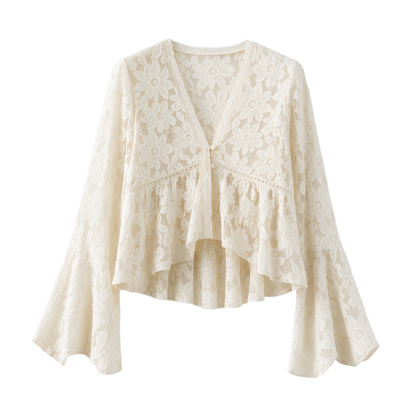 Valeria Chantilly Lace Blouse - Ivory