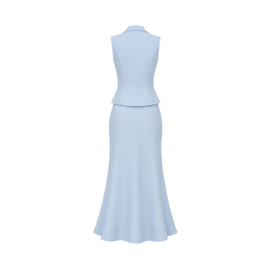 Valeria Collared Flared Co Ord Set - Glacier