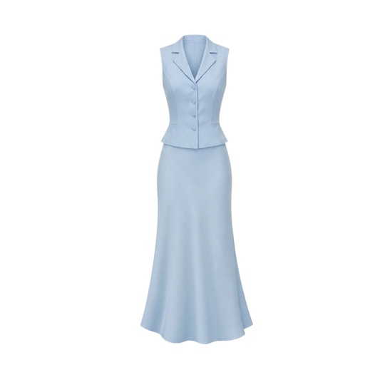 Valeria Collared Flared Co Ord Set - Glacier