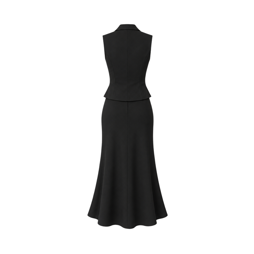 Valeria Collared Flared Co Ord Set - Obsidian