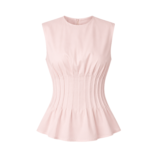 Valeria Contour Gathered Top - Blush Pink