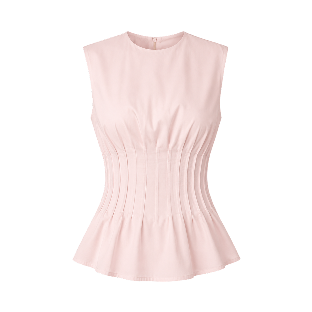 Valeria Contour Gathered Top - Blush Pink