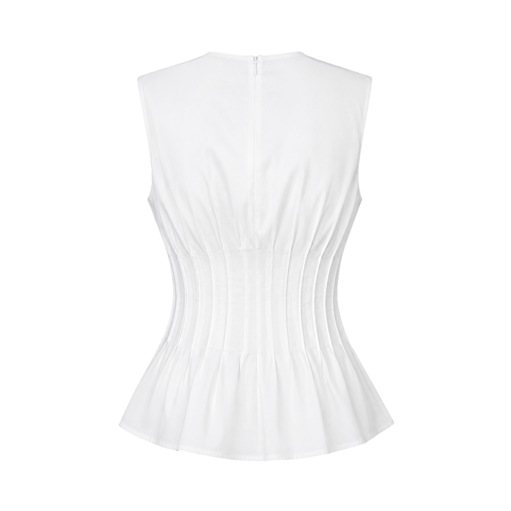Valeria Contour Gathered Top - White