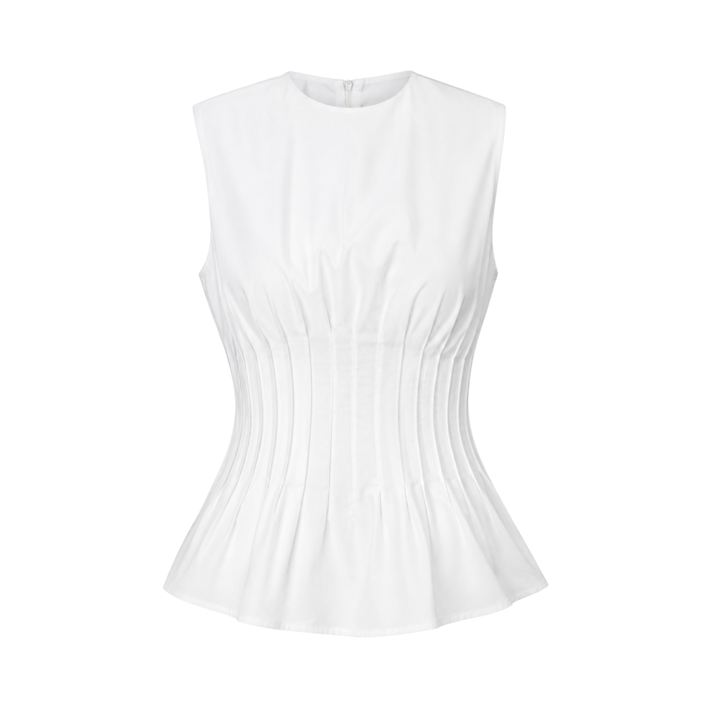 Valeria Contour Gathered Top - White