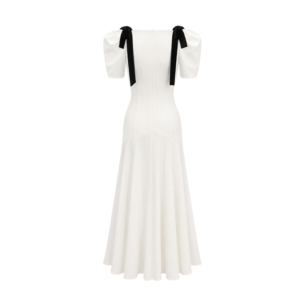 Valeria Contrast Panel V Maxi Dress - White