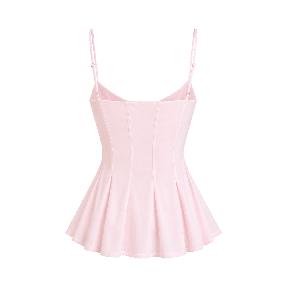 Valeria Corset Peplum Cami Top - Blush Pink