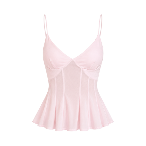 Valeria Corset Peplum Cami Top - Blush Pink