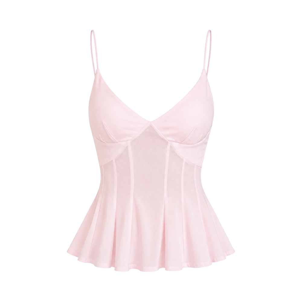 Valeria Corset Peplum Cami Top - Blush Pink