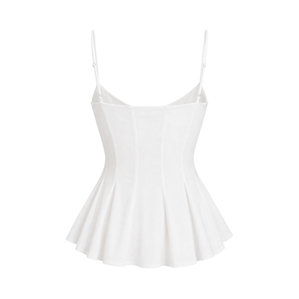 Valeria Corset Peplum Cami Top - White