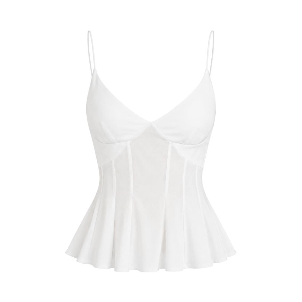 Valeria Corset Peplum Cami Top - White