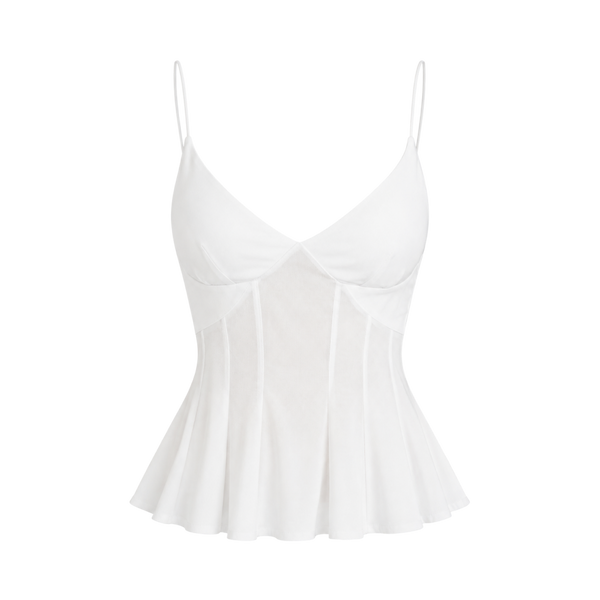 Valeria Corset Peplum Cami Top - White